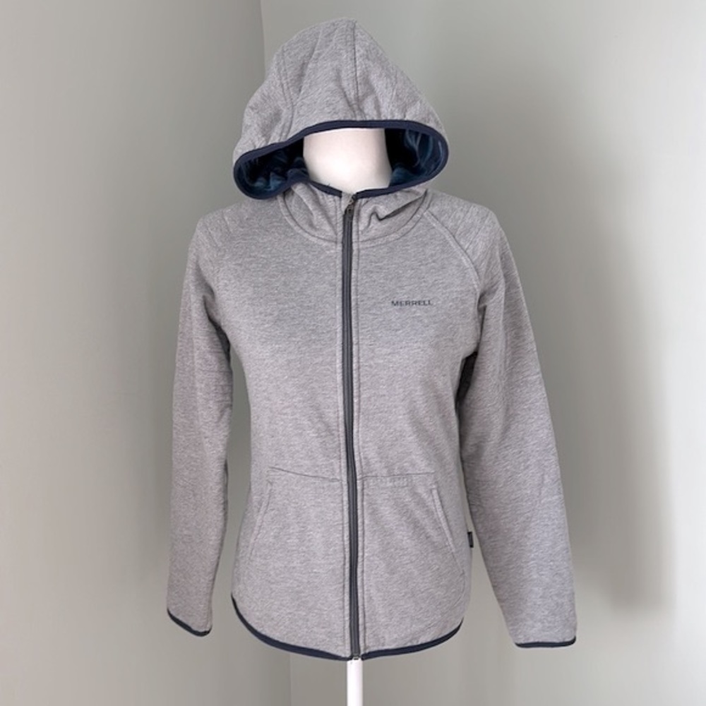 EUC - MERRELL fleece lined full zip heather grey full zip hoodie. Size S